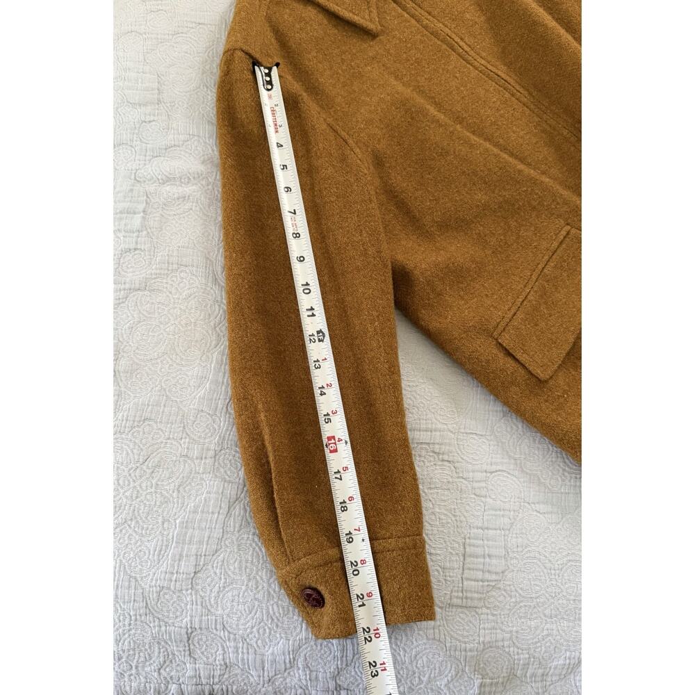 Vintage 90s Rafael Suits Tan Wool Western Bomber Zip Up Jacket Gold L USA - Picture 7 of 7